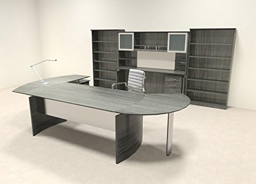 8pc Modern Contemporary L Shape Executive Office Desk Set, MT-MED-O25