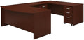 Bush Business Furniture Series C 72W x 36D Bow Front U Shaped Desk with Mobile File Cabinets in Mahogany