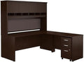 Scranton & Co 72" Transitional Wood L Shaped Desk with Hutch, Mocha Cherry Finish, Thermally Fused Laminate, Mobile File Cabinet, 6 Cubby Shelves, Tack Board, Office Workstation Storage for Home or