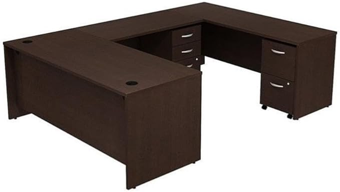 Bush Business Furniture Series C 72W U-Station with 2-Drawer Mobile Pedestal and 3-Drawer Mobile Pedestal