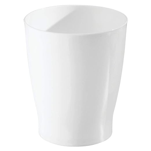 iDesign Small Round Plastic Bathroom Trash Can - Ideal for Bathroom or Office - White - Made in USA