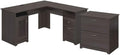 Home Square 2 Piece Office Set with L Shape Desk and Filing Cabinet in Heather Gray
