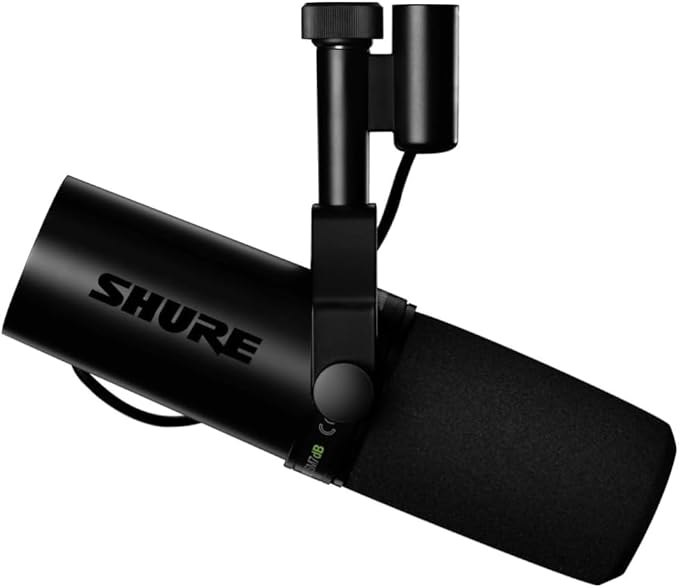 Shure SM7dB Dynamic Vocal Microphone w/Built-in Preamp for Streaming, Podcast, & Recording with Detachable Windscreen and 20ft XLR Cable