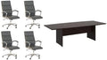 Pemberly Row Set of 5 - Cherry Conference Table & 4 Dark Gray Executive Chairs