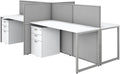 Pemberly Row 60W 4 Person Desk, Engineered Wood, White Finish, Includes Storage Cabinets, 45H Cubicle Panels, Built-in Wire Management, Adjustable Metal Legs, Contemporary Office Furniture for