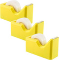 JAM PAPER Colorful Desk Tape Dispensers - Yellow - 3/Pack