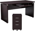 Home Square 2 Piece Set with Writing Desk and Mobile File Cabinet in Cappuccino
