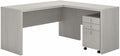 Bush Business Furniture Echo L Shaped Desk with Mobile File Cabinet in Gray Sand, Modern Corner Table with Drawers for Home or Professional Office