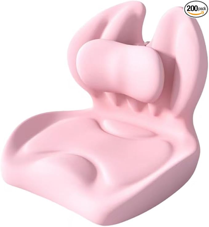 Adjustable Memory Foam Lumbar Cushion - Ergonomic Lower Back Support Pillow with Cotton Cover, Mid-Height Customizable Design for Office Chair, Car Seat, Long Sitting (Pink, Large)
