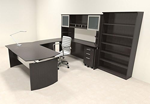 6pc Modern Contemporary U Shape Executive Office Desk Set, MT-MED-U9