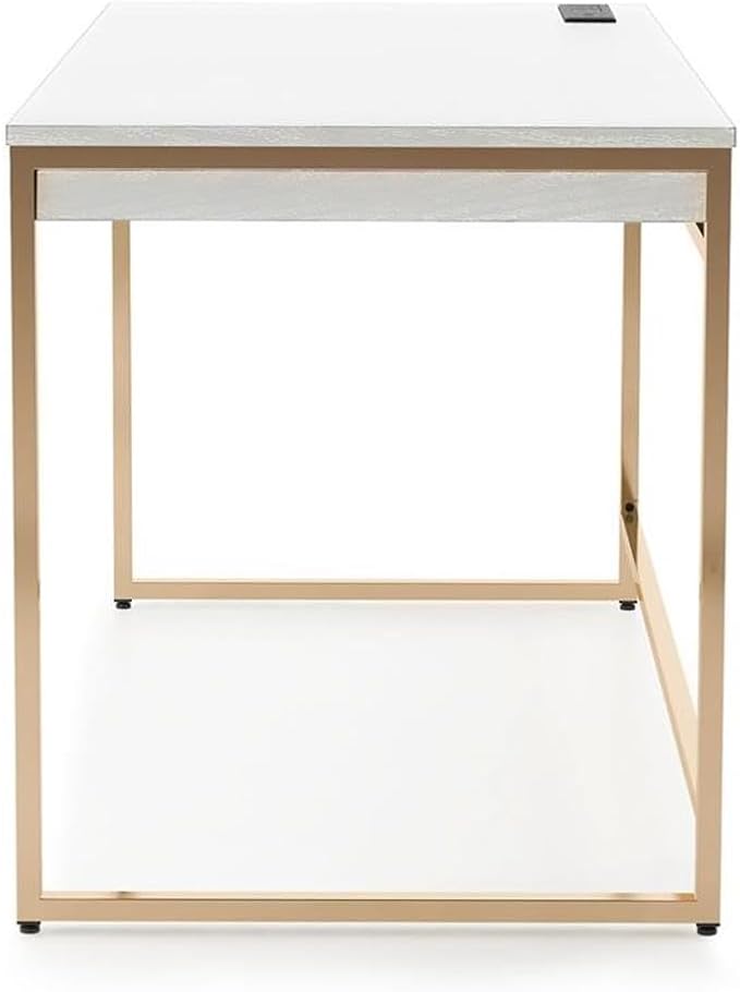 Furniture of America Abair 2-Piece White Metal Desk with USB and Chair Set