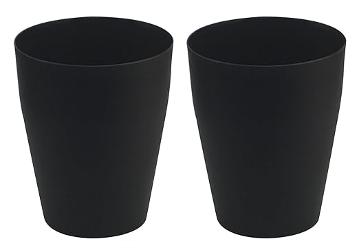 Feisco Small Trash Can,Plastic Round Bathroom Wastebasket Garbage Can for Bathroom Bedroom Kitchen Office (Black, Pack of 2)