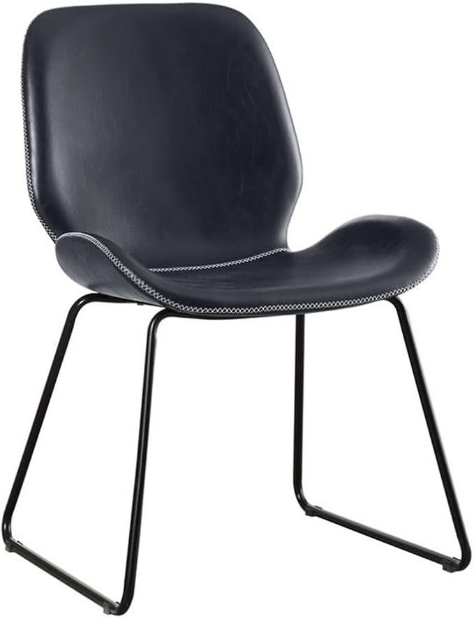 Furniture of America FOA 2-Piece Home Office Metal Desk and Faux Leather Black Chair Set