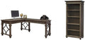 BOWERY HILL Set of 2 Open L-Desk & Return Writing Table Desk and Open Bookcase