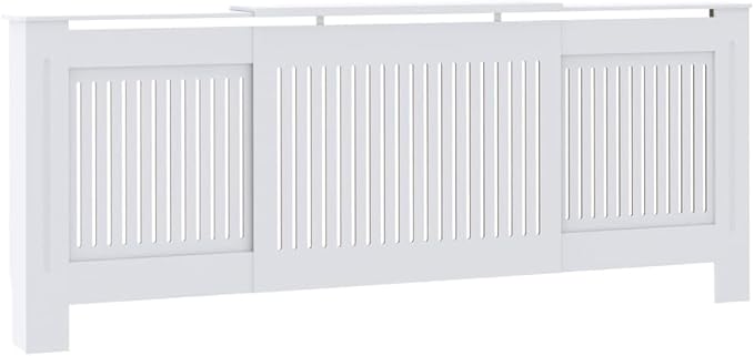 MDF Radiator Cover Cabinet Shelf, Heater Heating Side Stand Radiator Cover Living Room Furniture Decor, White 80.7"x8.1"x32.1",-451