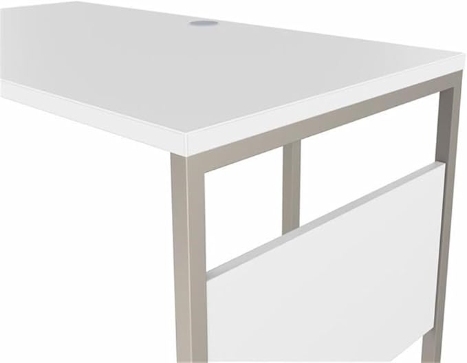 Bush Business Furniture Hybrid 72W x 30D L Shaped Table Desk with Mobile File Cabinet in White