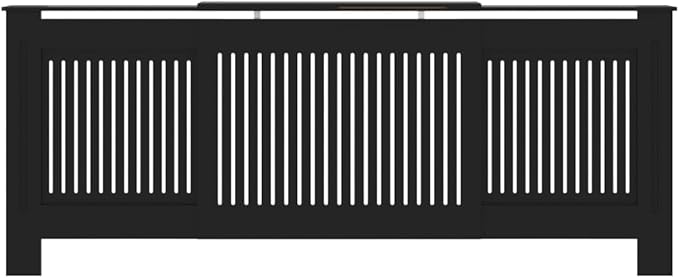 MDF Radiator Cover Cabinet Shelf, Heater Heating Side Stand Radiator Cover Living Room Furniture Decor, Black 80.7"x8.1"x32.1",-452