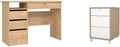 Pemberly Row Set of 2 Home Office Desk and 3-Drawers Mobile Cabinet with Casters