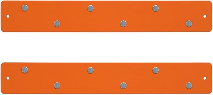 Three by Three Seattle 14 x 2 Inch Metal Mini Strip Frameless Magnetic Bulletin Board with Magnets for Memos, Photos, Lists, and More in Office, Home, or School Décor (2 Pack, Orange)