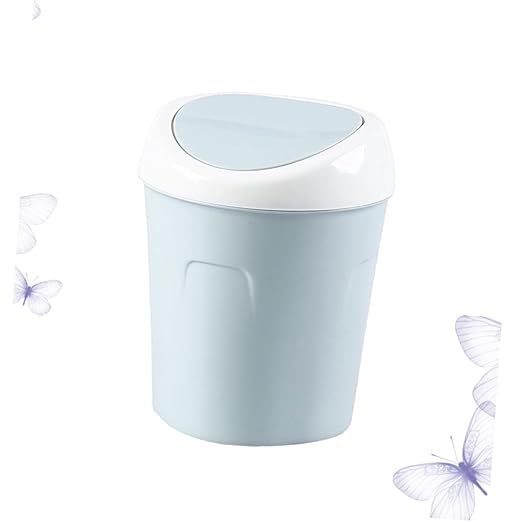 SOLUSTRE Plastic Trash Can Lid Mini Desktop Garbage Bin Office Waste Basket Slim Trash Can for Home Kitchen Desk Easy to Clean