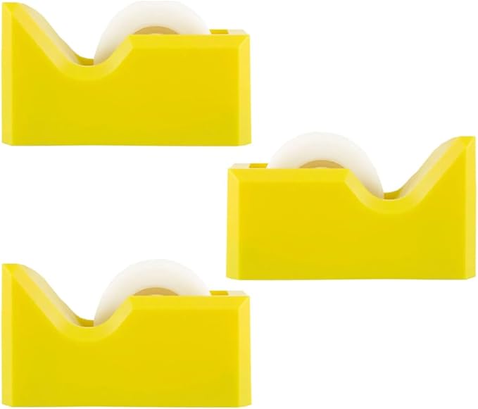 JAM PAPER Colorful Desk Tape Dispensers - Yellow - 3/Pack