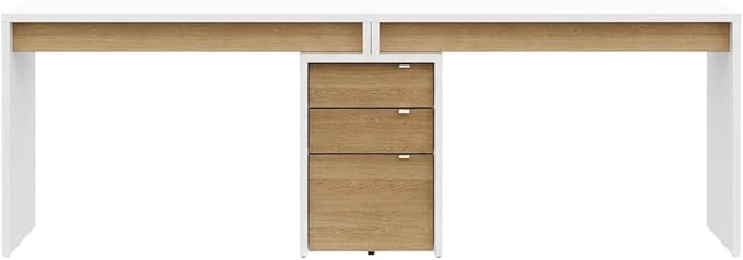 White 3-Piece Home Office Set with Multi-Purpose Storage Desks, Durable Construction, Stylish Natural Maple Accents