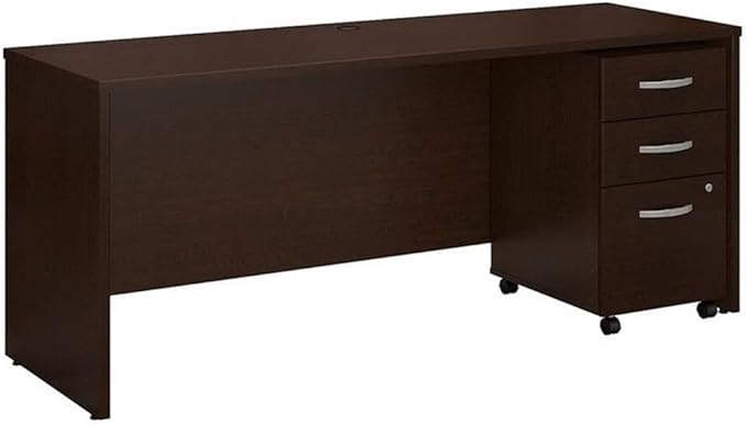 Bush Business Furniture Series C 72W x 24D Office Desk with Mobile File Cabinet in Mocha Cherry