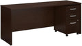 Bush Business Furniture Series C 72W x 24D Office Desk with Mobile File Cabinet in Mocha Cherry