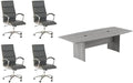 Pemberly Row Set of 5 - Gray Conference Table & 4 Dark Gray Executive Chairs