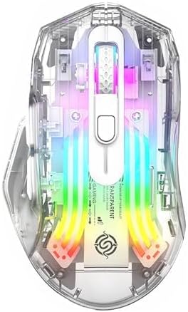 Bluetooth Wireless Mouse,Tri-Mode 2.4G/USB-C, Up to 3600 DPI,Transparent Mechanical Gaming Mouse,Chroma RGB Backlit, Must-Have Cool USB Computer Mouse for Gaming and Esports (White)
