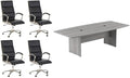 Pemberly Row Set of 5 - Gray Conference Table & 4 Black Executive Chairs