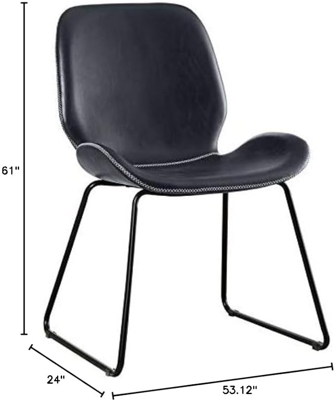 Furniture of America FOA 2-Piece Home Office Metal Desk and Faux Leather Black Chair Set