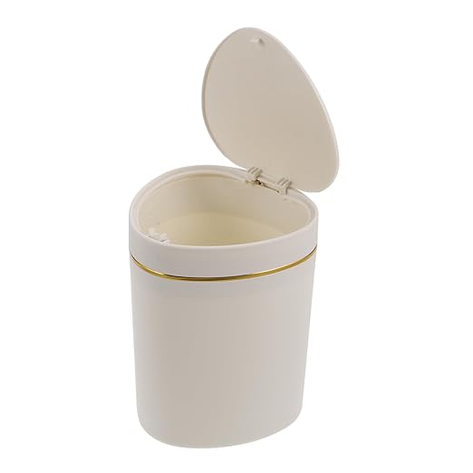 Slim Garbage Can Desktop Trash Can Mini Press Lid Waste Basket Countertop Bin Rubbish Bucket Tabletop Waste Container Space-Saving Design