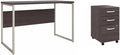 Pemberly Row Set of 2 Mobile File Cabinet & Computer Table Desk in Storm Gray