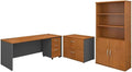 Bush Business Furniture Series C 72W Office Desk with Bookcase and File Cabinets in Natural Cherry
