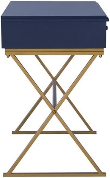 Pemberly Row Set of 2 Writing Desk with Criss Cross Legs & Faux Fur Accent Chair