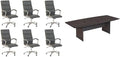 Pemberly Row Set of 7 - Gray Conference Table & 6 Dark Gray Executive Chairs
