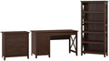 Bush Home Key West 54W Computer Desk with 2 Drawer Lateral File Cabinet and 5 Shelf Bookcase in Bing Cherry