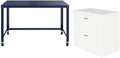 Home Square 2-Piece Set with Mobile Desk in Navy and Lateral File Cabinet