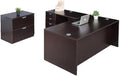 Boss Office Products Holland 42" Executive L-Shape Corner Desk with Storage Pedestal and Lateral File, Mocha