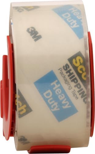 Scotch Heavy Duty Shipping Packing Tape,Clear,Shipping and Packaging Supplies,1.88 in. x 38.2 yd.,1 Tape Roll with Dispenser,(Pack of 12)