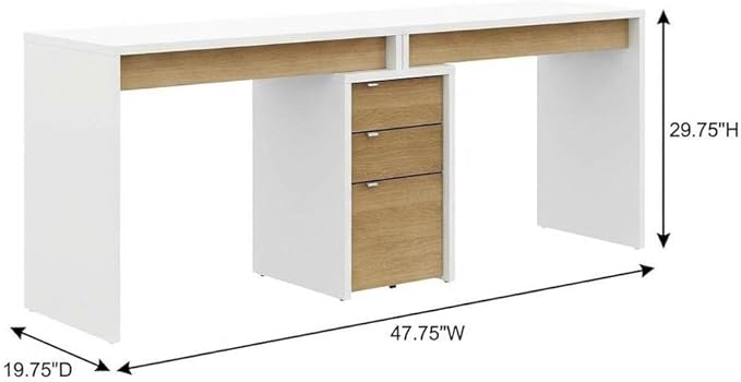 White 3-Piece Home Office Set with Multi-Purpose Storage Desks, Durable Construction, Stylish Natural Maple Accents