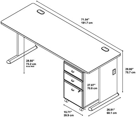Bush Business Furniture Series A 72W Desk with Mobile File Cabinet in Natural Cherry and Slate