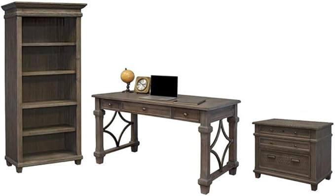 Pemberly Row Set of 3 Fully Assembled Office Desk & Filing Cabinet & Bookcase