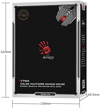 Bloody V7 Ergonomic Claw Grip Gaming Mouse with Rubberized Black Coating - Macros/Scripting/Automation - 8 Programmable Buttons - 3200 DPI