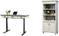 BOWERY HILL Set of 2 Writing Office Desk and Bookcase with Doors in White