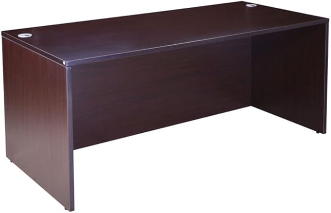 Boss Office Products Holland Executive Desk and Credenza with Dual File Storage Pedestals and Hutch, 66", Mocha