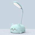 Neioaas LED Desk Lamp for Kids, Cute Cat Lamp USB Rechargeable Reading Light,Portable LED Table Light, Flexible Gooseneck Eye-Care Cartoons Small Desk Lamp Girls Gifts (Blue)