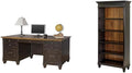 BOWERY HILL Set of 2 Traditional Double Pedestal Office Desk & Bookcase