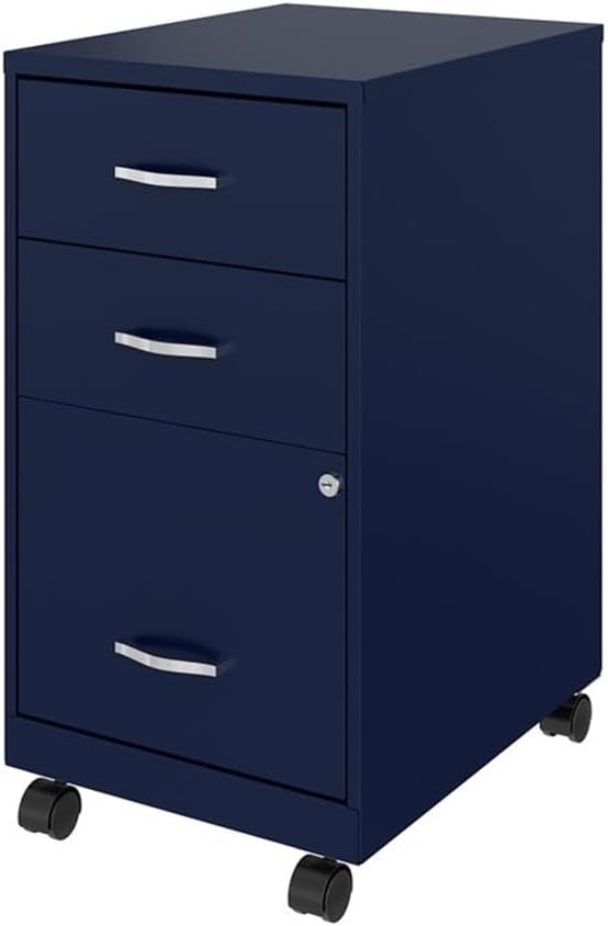 Home Square 2-Piece Set with Mobile Desk & 18" File Cabinet in Navy